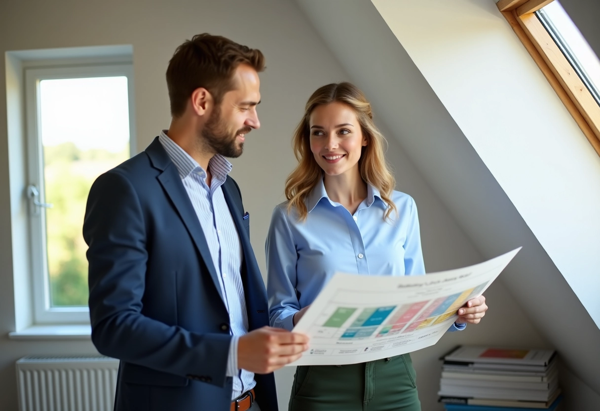 Jeune architecte discute diagrammes d