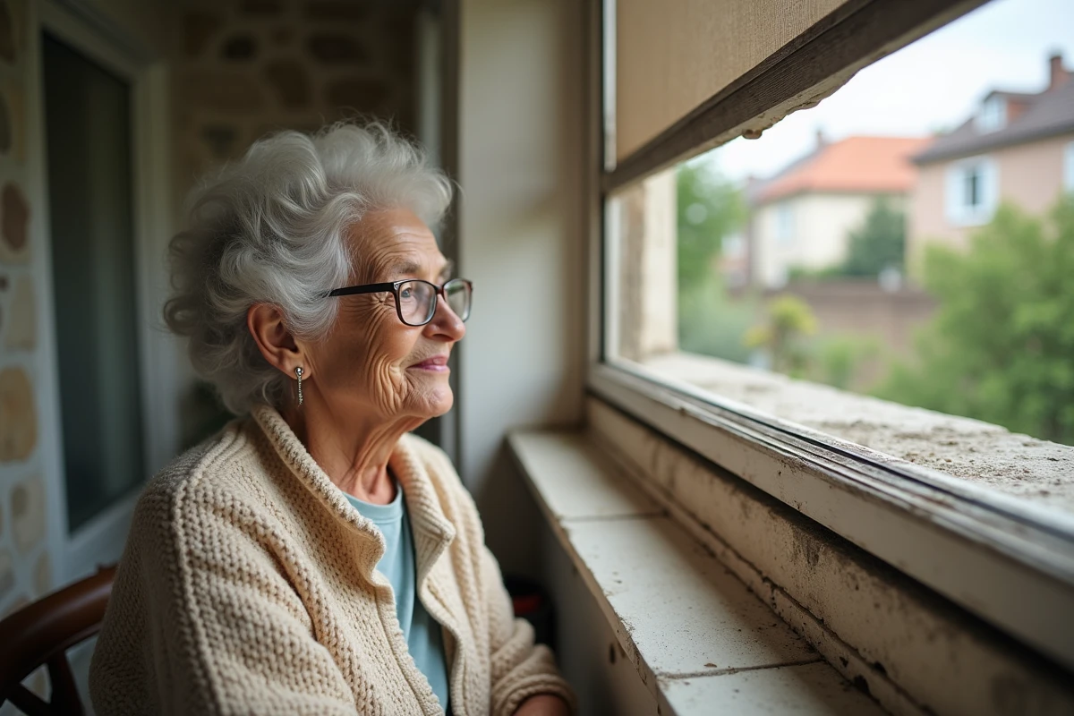 Femme âgée assise près d