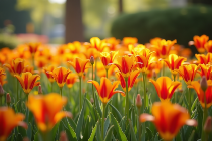 Fleurs T-shape dans un jardin urbain en pleine floraison