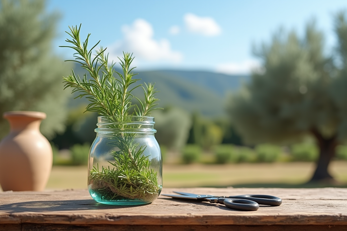 Verre de romarin dans l